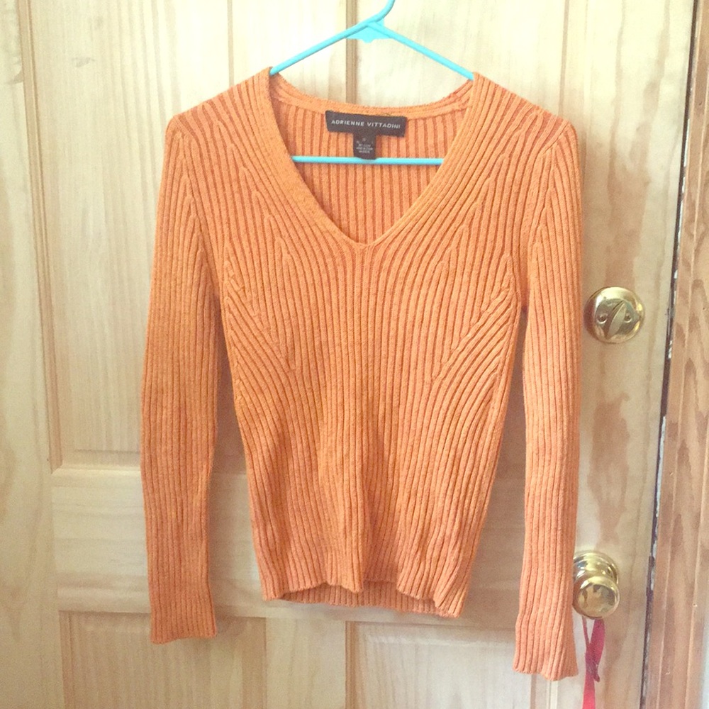 Adrienne Vittadini Silk V neck sweater
